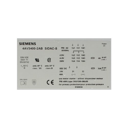 Siemens 4AV3400-2AB / 4AV3 400-2AB Trafo Transformator Transformer