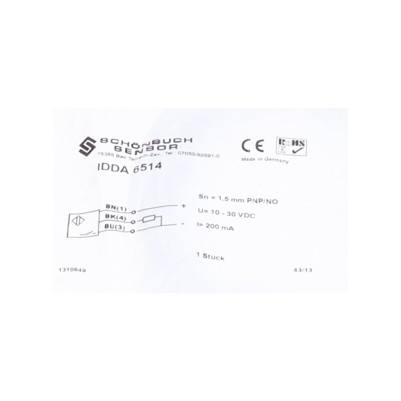 Sch&ouml;nbuch Sensor IDDA 6514 N&auml;hrungsschalter Proximity Switch