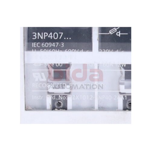 Siemens 3ZX1012-0NP40-2AA1 / 3ZX1 012-0NP40-2AA1 Sicherungs Lasttrennschalter Fuse switch disconnector