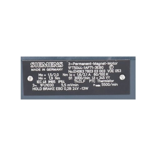 Siemens 1FT5044-1AF71-3EB0 / 1FT 5 044-1AF71-3EB0  3~Permanent-Magnet-Motor Servomotor