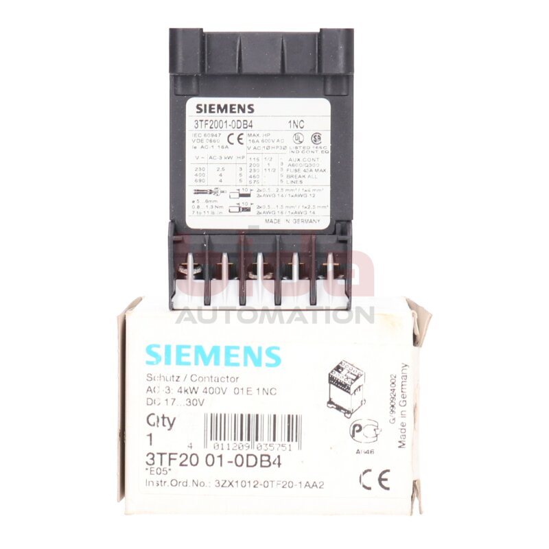 Siemens 3TF20 01-0DB4 Leistungssch&uuml;tz Power Contactor