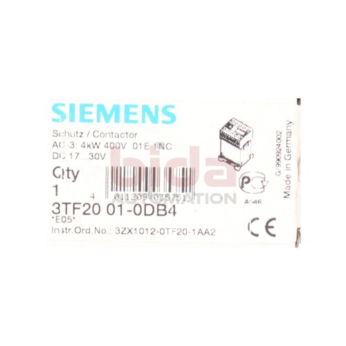 Siemens 3TF20 01-0DB4 Leistungssch&uuml;tz Power Contactor