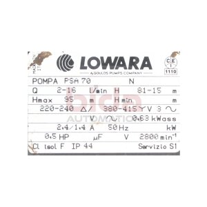 Lowara POMPA PSA 70 IP44 Peripheralrad Pumpen Peripheral...