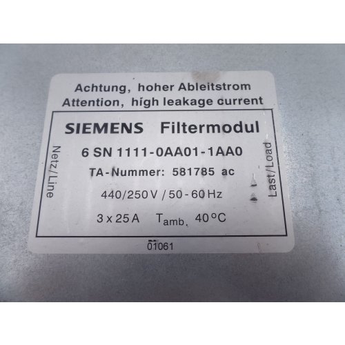 Siemens Filtermodul 6SN 1111-0AA01-1AA0 filter module