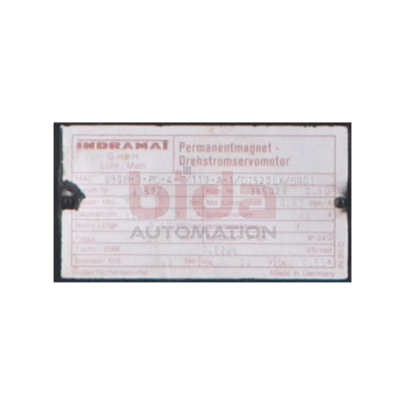 Indramat 090B-0-PD-4-C/110-A-1/DI520LX/S001 Permanentmagnet Drehstromservomotor Permanent Magnet Three-Phase Servo Motor