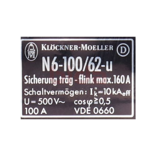 Moeller N6-100/62-u Leistungsschalter Circuit Breaker