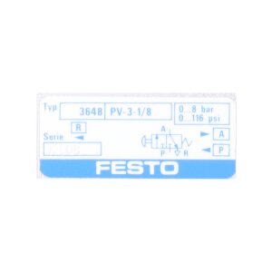 Festo 3648 PV-3-1/8 Tasterventil Phneumatik Push button...