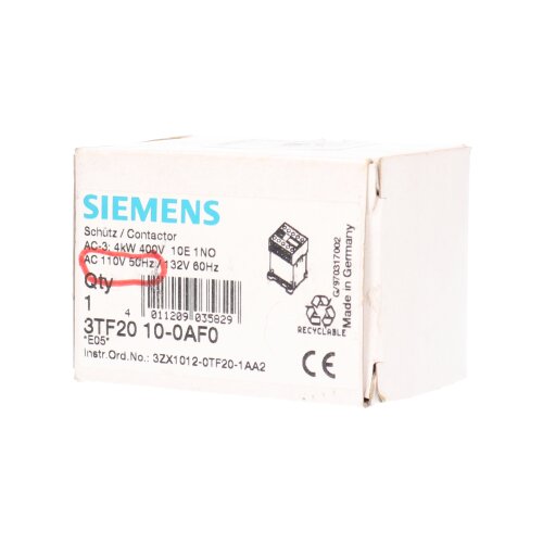 Siemens 3TF20 10-0AF0 / 3TF2 010-0AF0 Leistungssch&uuml;tz Power Contactor