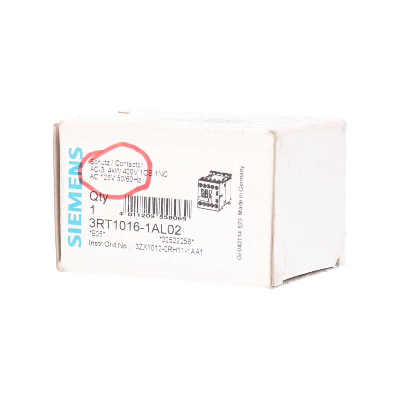 Siemens Sirius 3RT1016-1AL02 / 3RT1 016-1AL02 Leistungssch&uuml;tz Power Contactor