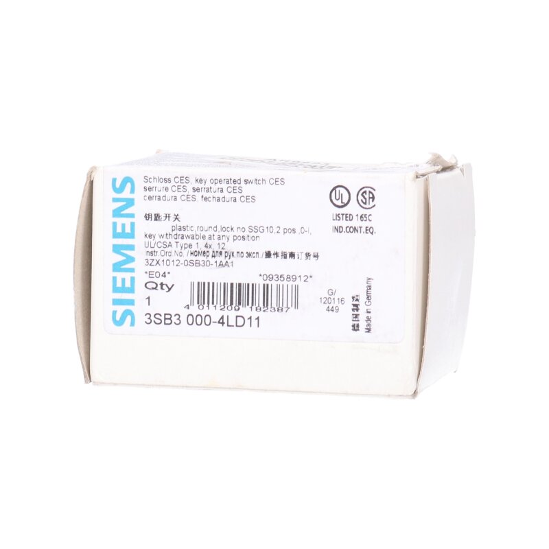 Siemens 3SB3 000-4LD11 Schl&uuml;sselschalter Key Switch