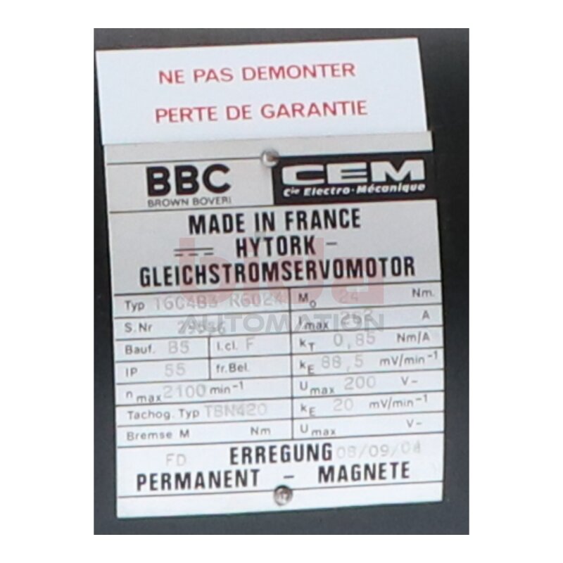ABB BBC T6C4B3 R6024 Gleichstromservomotor DC Servo Motor