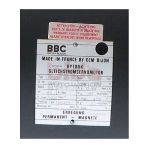 ABB BBC T7F3B4 R6024 Gleichstromservomotor DC Servo Motor