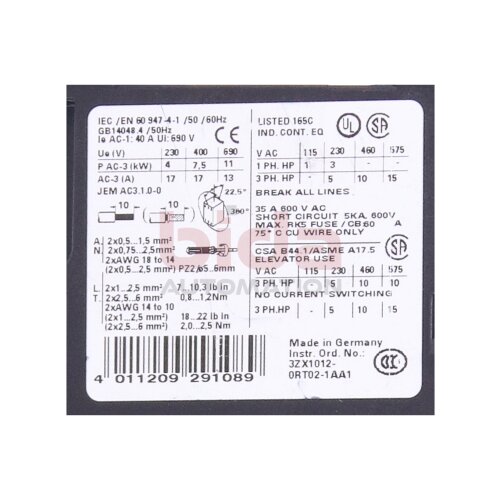 Siemens Sirus  3RT1025-1B..0 Hilfssch&uuml;tz Auxiliary Contactor