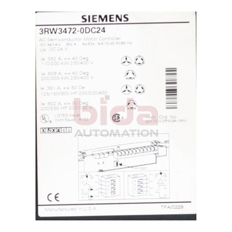 Siemens 3RW3472-0DC24 / 3RW3 472-0DC24 Motorsteuerger&auml;t / Engine control unit