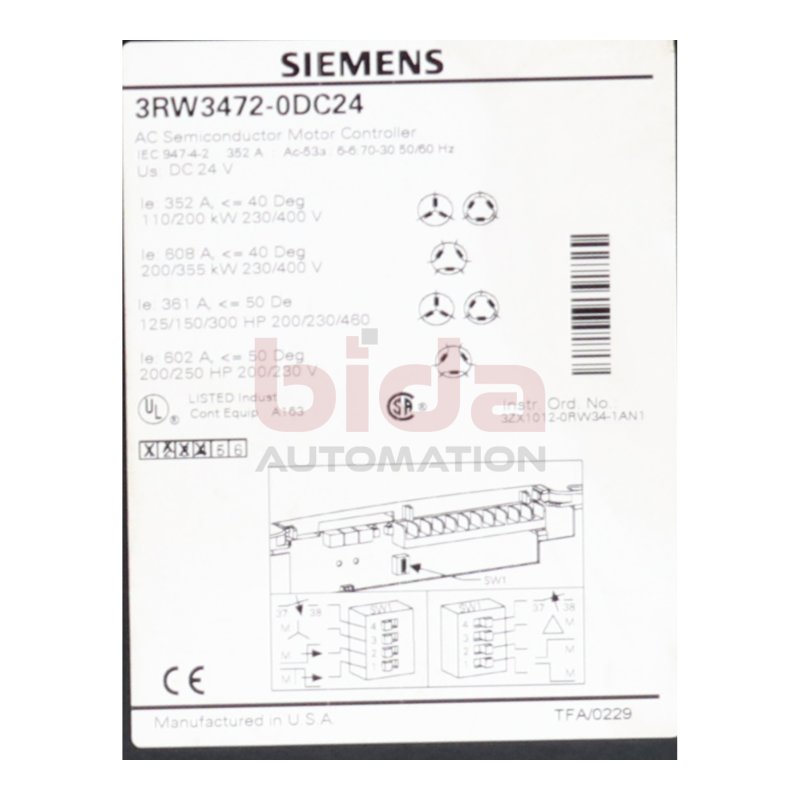 Siemens 3RW3472-0DC24 Motorsteuerger&auml;t