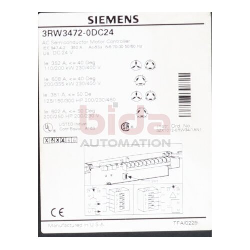 Siemens 3RW3472-0DC24 / 3RW3 472-0DC24 Motorsteuerger&auml;t / Engine control unit