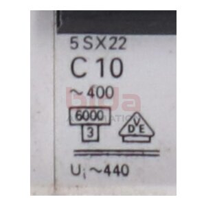 Siemens 5 SX22 C10 Leistungsschutzschalter Circuit Breaker
