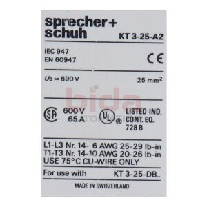 Sprecher + Schuh KT 3-25-A2 Motorschutz Motor Protector
