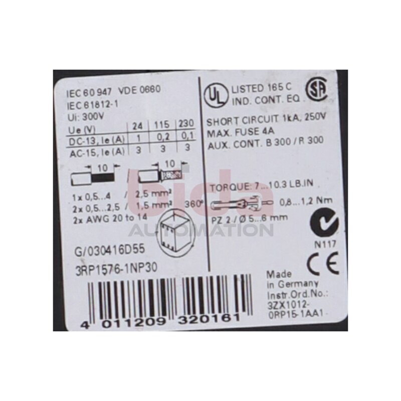 Siemens 3RP1576-1NP30 / 3RP1 576-1NP30 Zeitrelais Time Relay