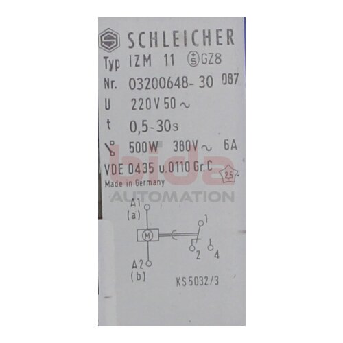 Schleicher IZM 11 Nr.03200648-30 Zeitrelais Time Relay
