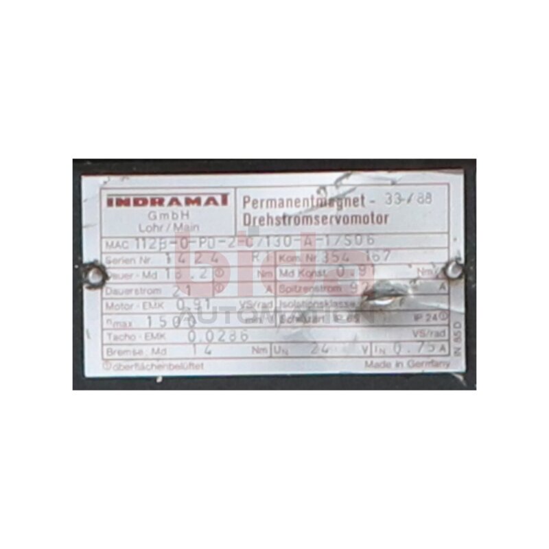 Indramat MAC 112B-0-PD-2-C/130-A-1/S06 Permanentmagnet Drehstromservomotor Permanent Magnet Servo Motor