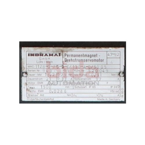 Indramat MAC 112B-0-PD-2-C/130-A-0/S0 05 Servomotor Servo Motor