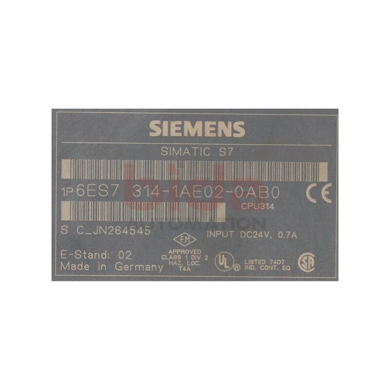 Siemens Simatic S7 6ES7 314-1AE02-0AB0 / 6ES7314-1AE02-0AB0 Zentralbaugruppe Central Assembly