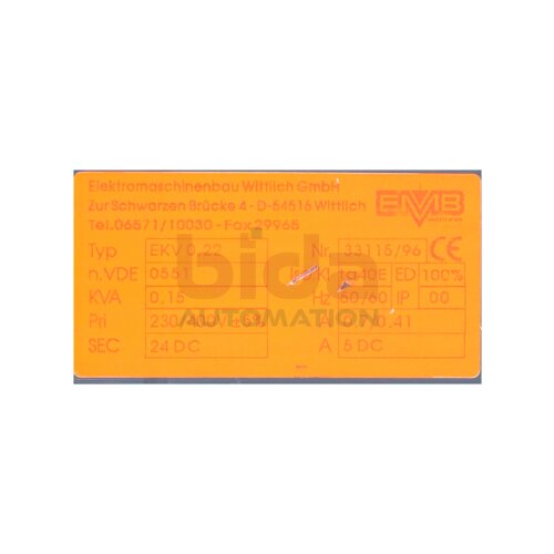 EMB EKV 0,22 Transformator Transformer