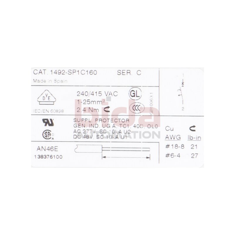 Allen-Bradley 1492-SP1C160 Leistungsschutzschalter Circuit Breaker