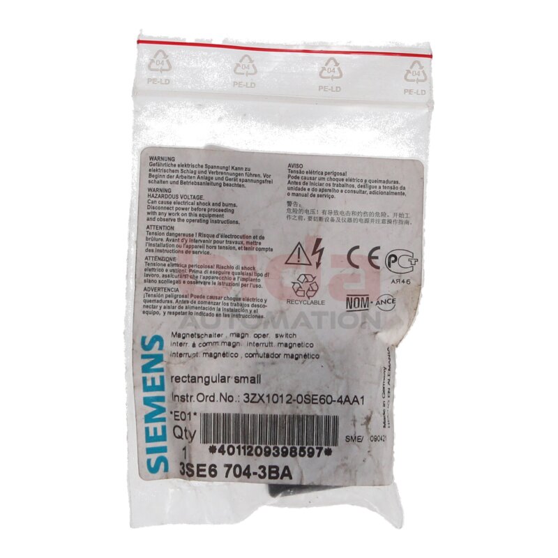 Siemens 3SE6 704-3BA / 3SE6704-3BA Magnetschalter Magnetic Switch