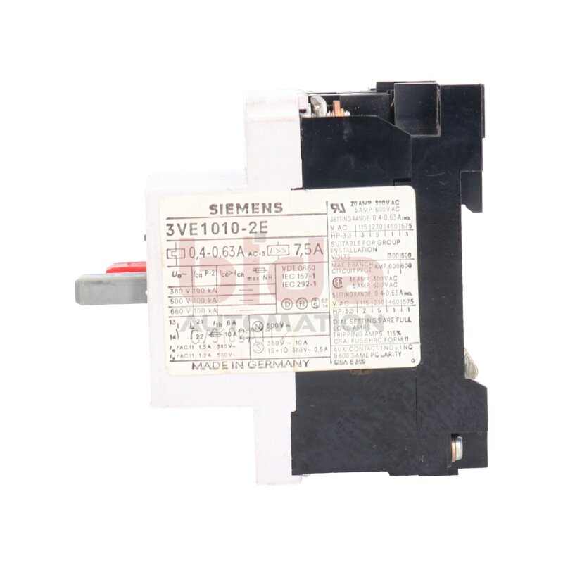 Siemens 3VE1010-2E Motoschutzschalter Motor Protection Switch