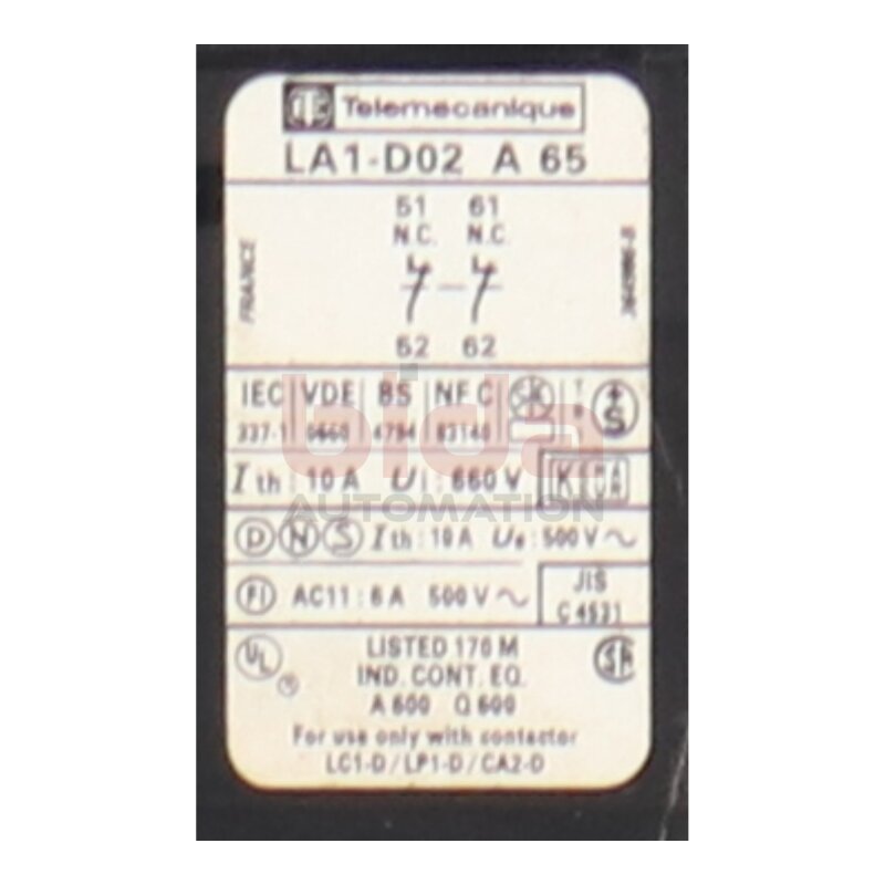 Telemecanique LA1-D02 A.65 Hilfsschalterblock Auxiliary Contact Block