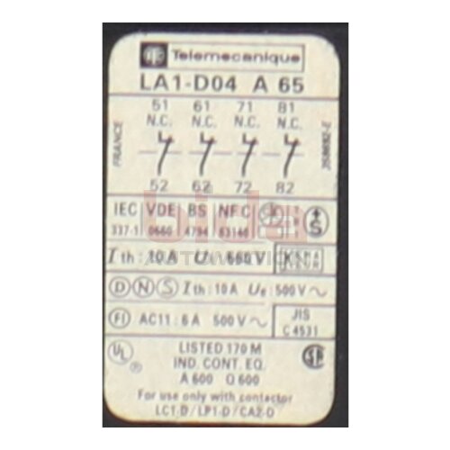 Telemecanique LA1-D04.A65 Hilfsschalterblock Auxiliary Contact Block