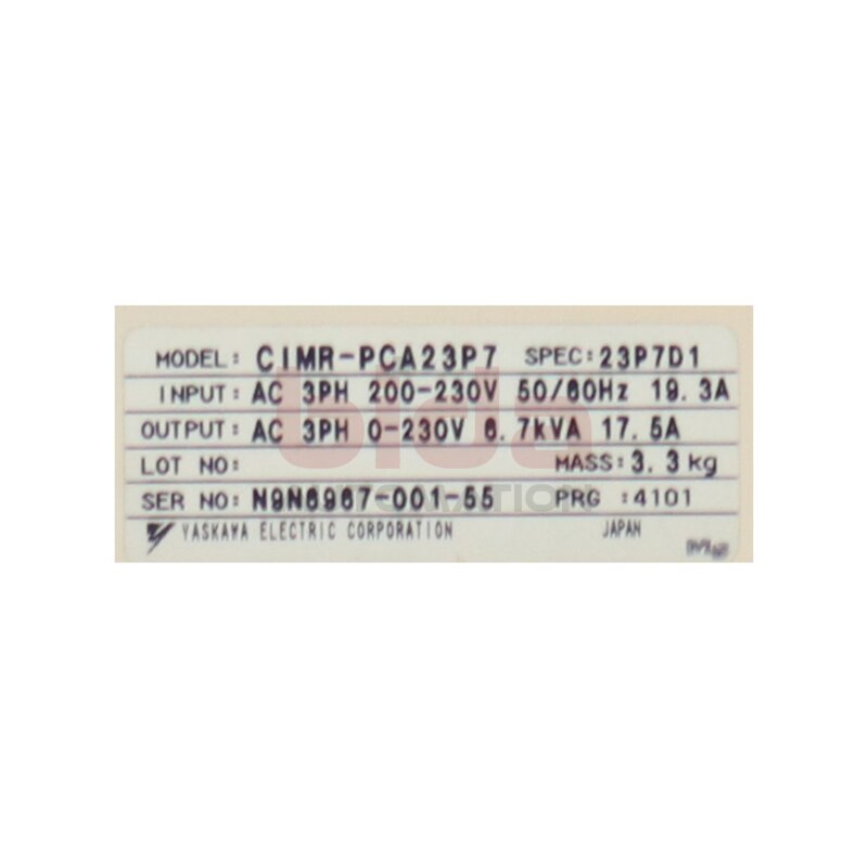 Yaskawa CIMR-PCA23P7 Frequenzumrichter Frequency Converter