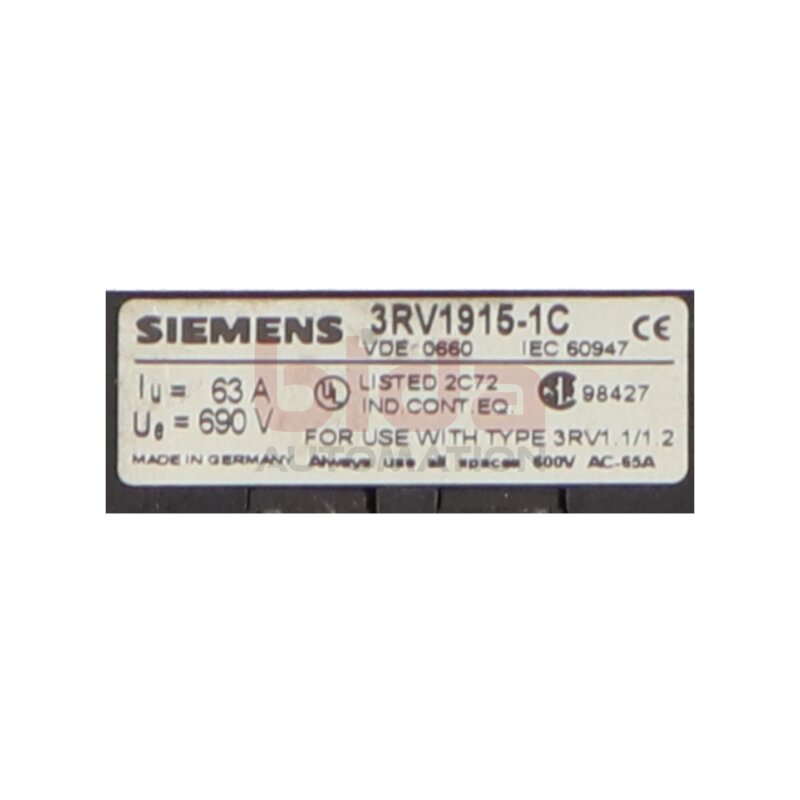 Siemens 3RV1915-1C 3- Phasen Sammelschiene 3 Phase Busbar