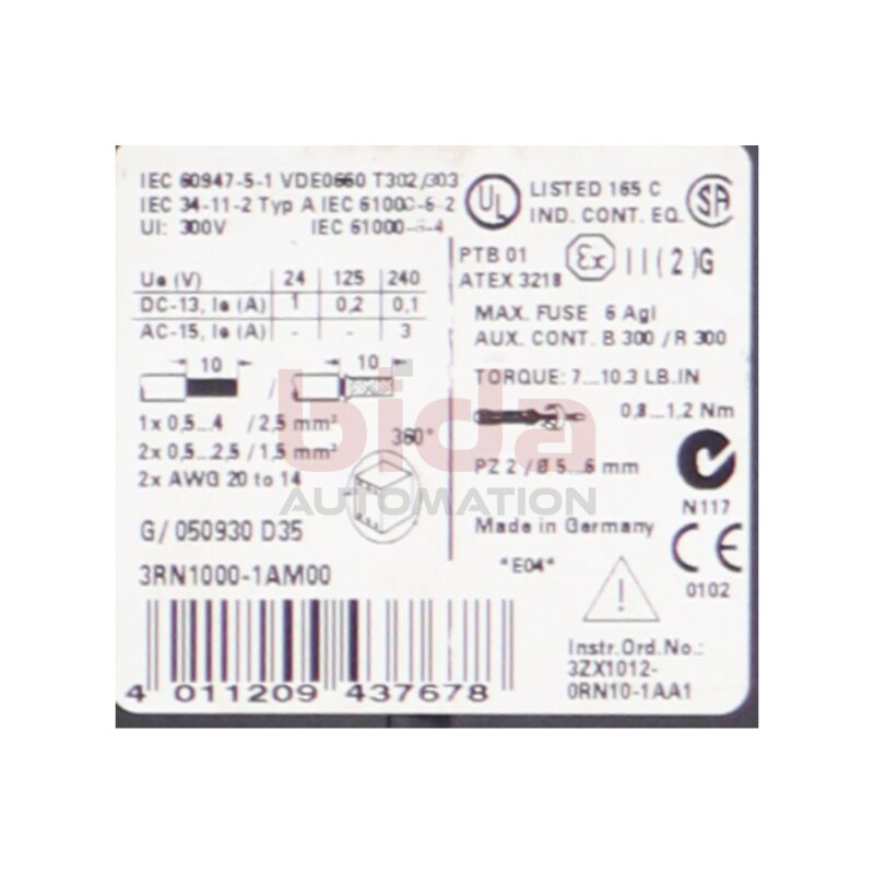 Siemens 3RN1000-1AM00  Thermistor Motorschutz Thermistor Motor Protection
