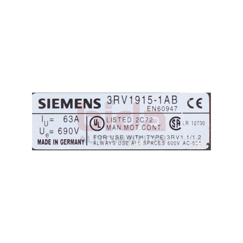 Siemens 3RV1915-1AB / 3RV1 915-1AB 3-Phasen-Sammelschiene 3-Phasen Busbar