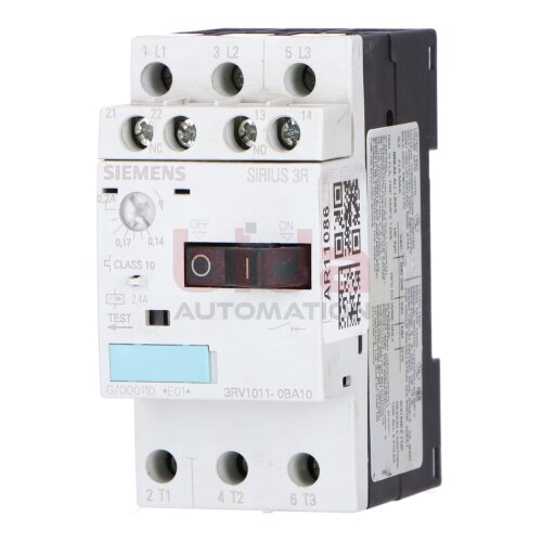 Siemens 3RV1011-0BA10 / 3RV1 011-0BA10 Leistungsschalter Circuit Breaker