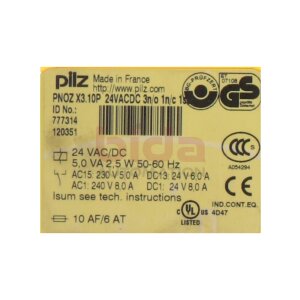 Pilz PNOZ X3.10P 24VACDC 3n/o 1n/c 1st  777314...