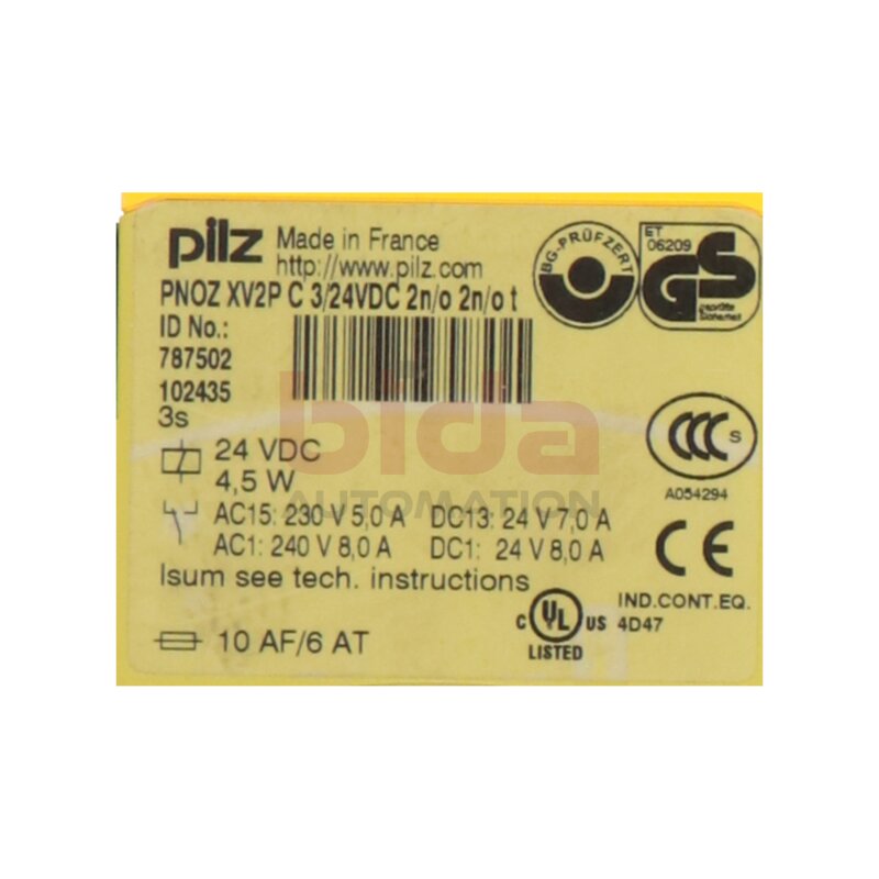 Pilz PNOZ XV2P C 3/24VDC 2n/o 2n/ot  787502 Sicherheitsrelais Safety Relay