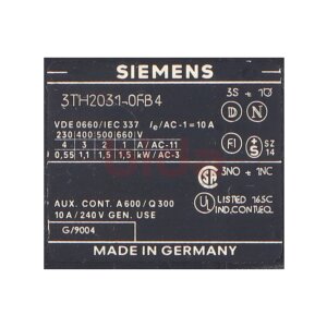 Siemens 3TH2031-0FB4 / 3TH2 031-0FB4 Hilfsschütz...