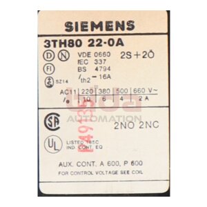 Siemens 3TH80 22-0A Hilfsschütz Auxiliary Contactor
