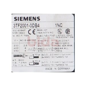 Siemens 3TF2001-0DB4 / 3TF2 001-0DB4 Schütz Contactor