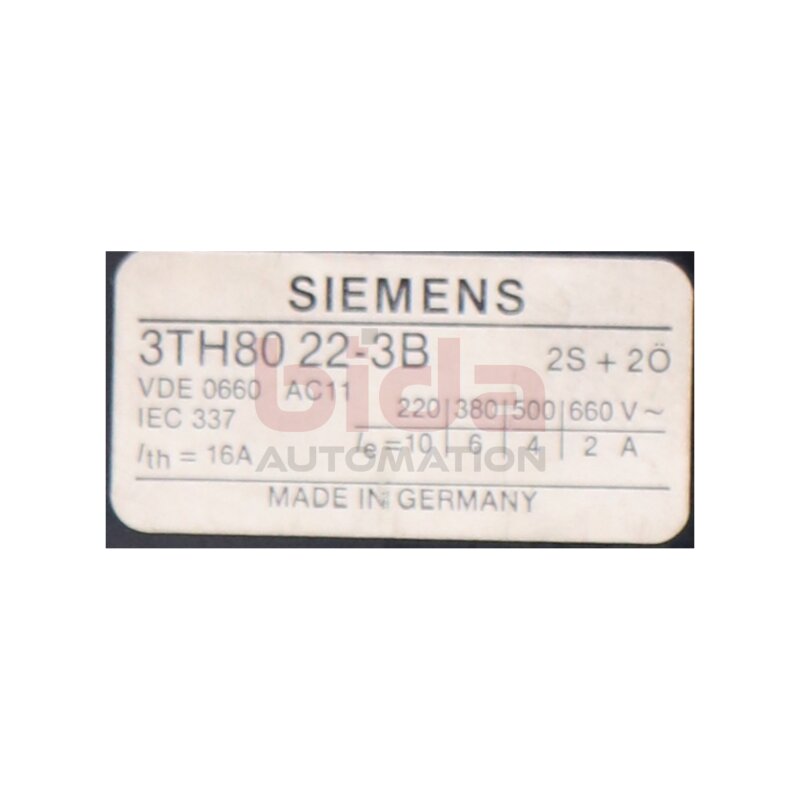 Siemens 3TH80 22-3B / 3TH8022-3B Hilfssch&uuml;tz Auxiliary Contactor