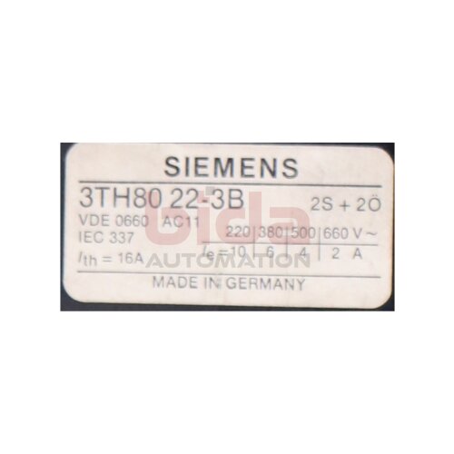 Siemens 3TH80 22-3B / 3TH8022-3B Hilfssch&uuml;tz Auxiliary Contactor