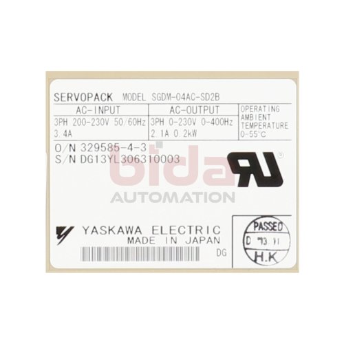 Yaskava SGDM-04AC-SD2B Servoverst&auml;rker Servo Pack Amplifier