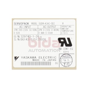 Yaskava SGDM-A3AC-SD2 Servoverstärker Servo Pack...