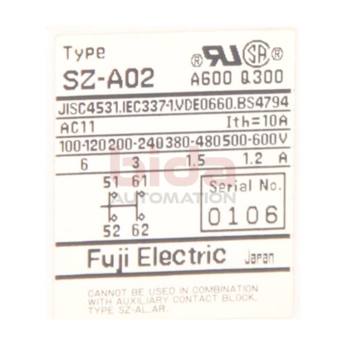Fuji Electric SZ-A02 Hilfskontaktblock Auyiliary Contact Block