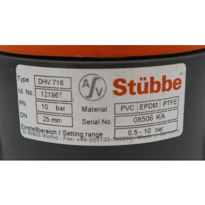 Stübbe DHV 716 Druckhalteventil Nr. 121967 0,5-10bar...