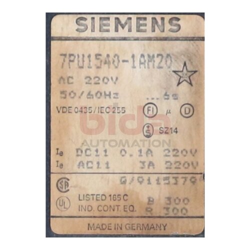Siemens 7PU1540-1AM20 / 7PU1 540-1AM20 Zeitrelais Time Relay
